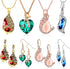 MTLEE 4 Sets Peacock Jewelry for Women, Valentine's Day Gifts Crystal Necklace Earrings, Rhinestone Waterdrop Pendant, Heart Charm Hook Earrings f...