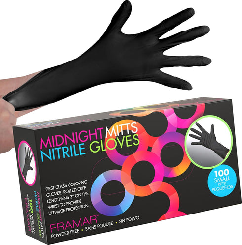 FRAMAR Powder Free Nitrile Gloves – 12 INCH Black Disposable Gloves Latex Free, Non Latex Gloves, Hair Dye Gloves, Tattoo Gloves, Mechanics Gloves...