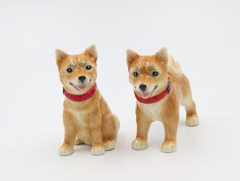 20777 Fine Porcelain Shiba Inu Dog Salt and Pepper Shakers Set, 3-5/8" L...