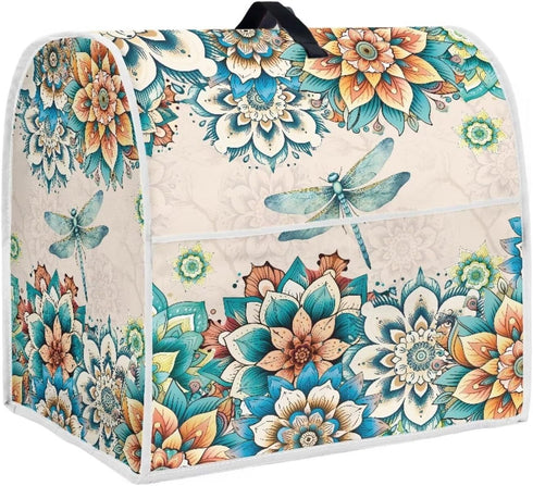 UNICEU Boho Floral Dragonfly Kitchen Aid Mixer Protective Dust Cover- Stand Mixer Blender Cover Kitchen Appliance Dust Cover with Pocket Decor Acc...