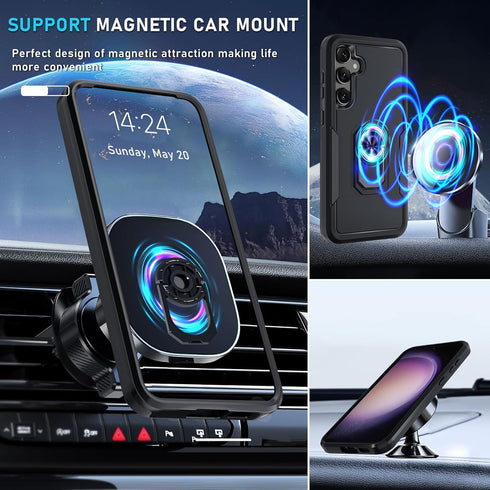 Janmitta for Samsung Galaxy S23 FE Case with 2 Pcs Screen Protector,Heavy Duty Shockproof Full Body Phone Cover Built in Rotatable Metal Ring Hold...