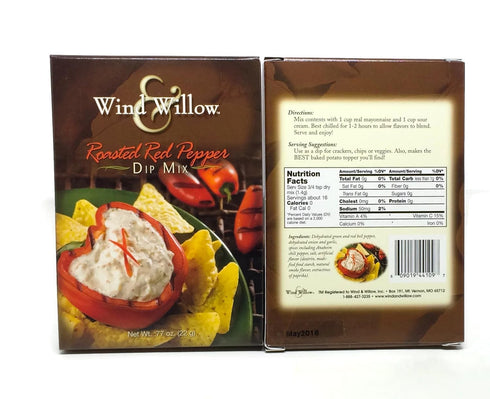 Wind & Willow Dip Mix 4 Flavor Variety Bundle: Cheesy Bacon, Roasted Red Pepper, Asagio and Roasted Garlic, and Fiesta Ranchero (4 Packs Total)...