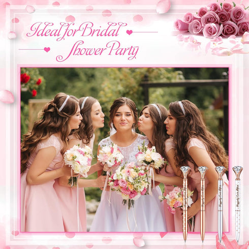 Yexiya Bridal Shower Gifts for guests Diamond Pens Wedding Rose Golden Crystal Ballpoint Pens Bling Happily Ever After Pens for Bridal Shower Brid...