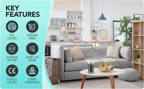 Clean Air Freshener and Odor Eliminator. Travel Size Electric Fragrance Diffuser Removes Pet, Smoke and Other Odors. Smart-Touch USB Charge. Home,...