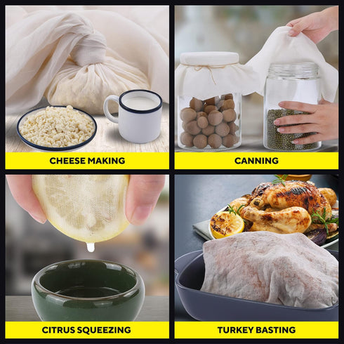 Sufaniq Cheese Cloths, Grade 90 (63 Sq Feet) 100% Pure Cotton Reusable Cheesecloth, Unbleached Ultra Fine Fabric, Cheesecloth for Straining, Premi...