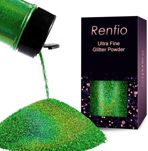 Renfio Holographic Glitter Powder - Metallic Resin Glitter 2.11 Oz (60g) PET Flakes Crafts Sequins for Tumblers Slime Christmas - Laser Green...