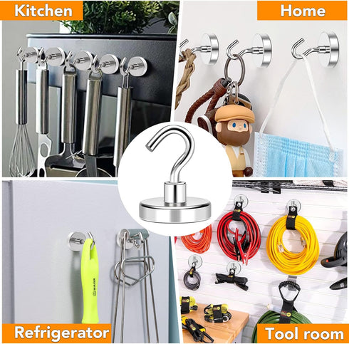 MIKEDE Magnetic Hooks Heavy Duty, 150Lbs+ Super Strong Magnet Hooks for Cruise Essentials, Neodymium Earth Magnets with Hook for Hanging, Magnetic...