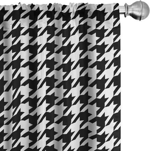 Ambesonne Modern Curtains, Illustration of Bizarre Shapes Houndstooth Inspired Graphics, Window Treatments 2 Panel Set for Living Room Bedroom, Pa...