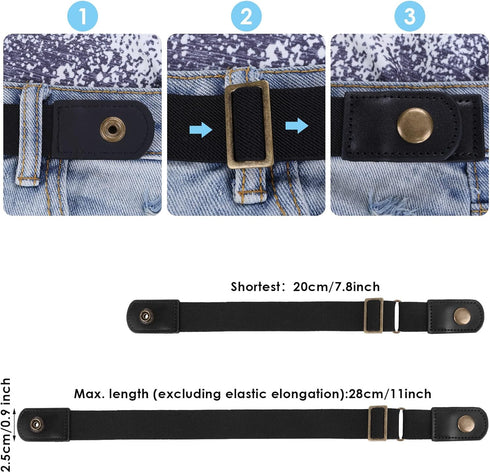 2PCS No Buckle Belt Women Men Elastic Stretchy Invisible Belt For Jeans Belt Adjustable Waist Belt Comfortable For Pants Shorts Dress...