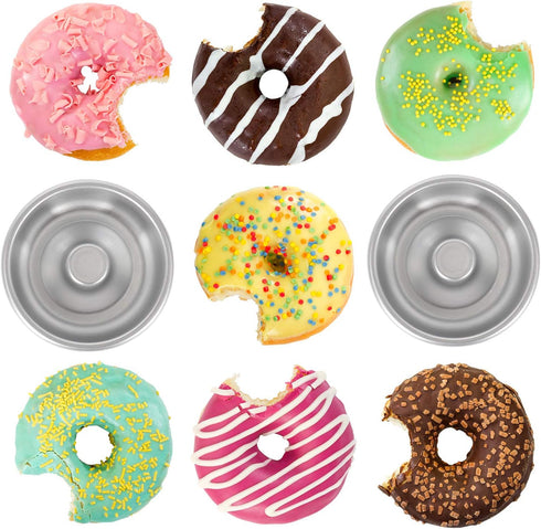 10PCS Individual Donut Pan for Baking, Sturdy Anodized Aluminum Alloy donut cake pan,Non Stick donut pans, DIY Doughnut Cake Mould Bakery Baking T...