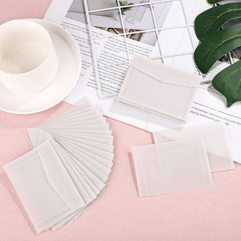 50pcs Glassine Envelopes, 3.94x2.76in Lottery Ticket Envelopes for Stamps, Storing Photos, Lottery Tickets, Badges, Postcards Clear Bags for Frien...