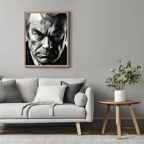 Posterizer 1 pcs-close up black and white photograph of a rugged man 3-Photography Art-Retro Art-Decorations for Bedroom, Office, Living Room - un...