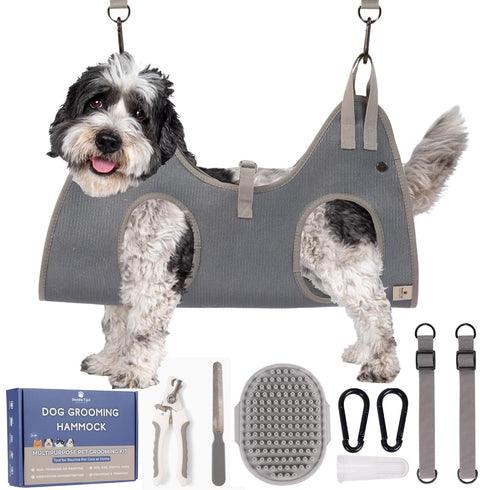 Dog Grooming Hammock Kit | Hanging Dog Grooming Harness | Dog Hammock for Nail Trim with Dog Toenail Clippers | Pet Grooming Hammock & Dog Sling f...