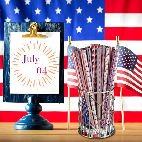 American Flag Pencils Wooden Patriotic Pencils for 4th of July USA Independence Day Parades Party Favors School Office Supplies (72 Pieces)...