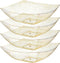 Posh Setting Square Plastic Serving Bowls, Medium Gold Glitter Plastic Serving Bowls, 4 Pack Plastic Disposable Party Snack, Buffet, Chips, or Sal...