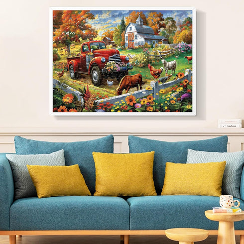300 Pieces Jigsaw Puzzle for Adults,Country Life Puzzle 300 Pieces Highlights The Agricultural Life and Rural Beauty - Thick,Sturdy Pieces Challen...