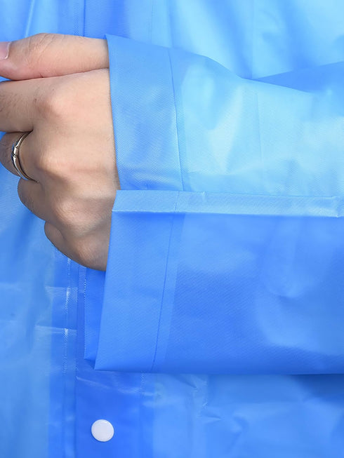 Portable Drawstring Raincoat Rain Poncho with Hoods and Sleeves (Blue)...