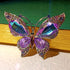 Stunning Big Purple Rhinestone Butterfly Brooch Pin with Color Crystal Accent...