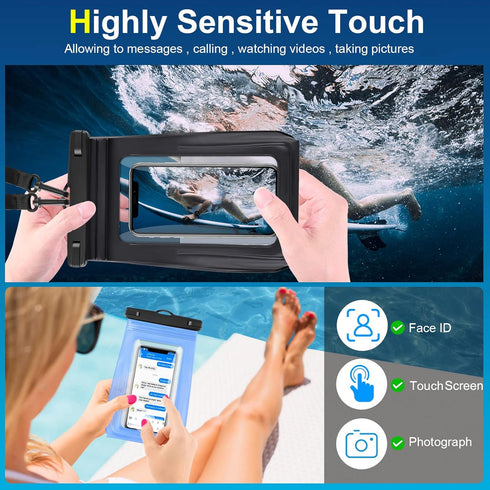 2Pcs Floating Waterproof Phone Pouch Large, IPX8 Waterproof Phone Bag Case for iPhone 15 14 Plus 13 Pro Max 12 11 8 Plus Samsung Up to 7.2'', Wate...