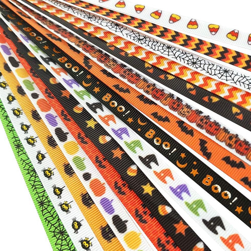 Chenkou Craft 3/8" (10mm) Assorted 15yards Halloween Grosgrain Ribbon DIY craft Accessory happy halloween ribbons(10mm halloween)...
