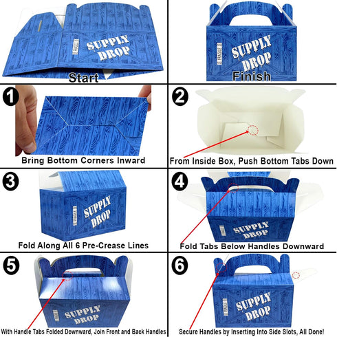 AnapoliZ Supply Drop Favor Box | 24 Count Party Treat Boxes | Battle Gamers Goodie Loot Drop Box | Blue Crate Party Supplies Gamer Decorations...