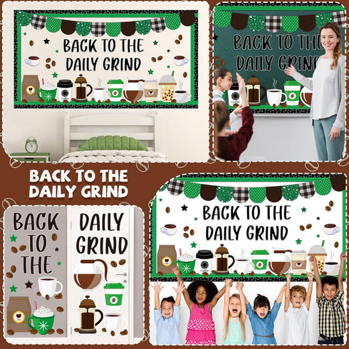Coffee Bulletin Board Set Coffee Cup Classroom Decorations Hot Cocoa Cutouts Green Coffeehouse Crafts for Teachers Students Back to School kinderg...