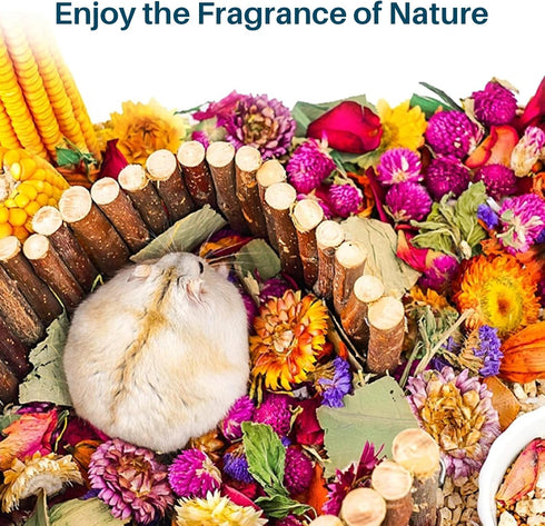 Sukh 150G Hamster Bedding - Hamster Flowers & Herbs Hamster Bedding Odor Control Dwarf Hamster Bedding Gerbil Bedding Robo Hamster Bedding Katy Ha...