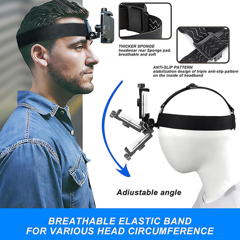 Head Mounted Mobile Phone Holde Kit for POV/Vlog shooting, Cell Phone Clip Accessories Compatible with Samsung Iphone GoPro Hero 12, Insta360, DJI...