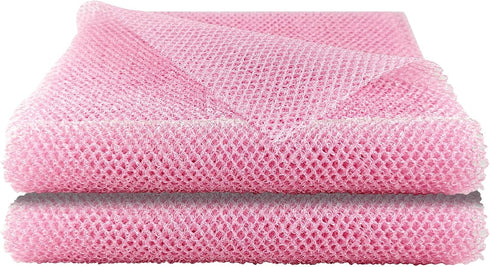 2 Pack African Net Sponge, 12 * 32 Inches Bath Sponge, African Exfoliating Net Long, Wash Cloths, Body Scrubber Net for Skin Smoother (Pink)...
