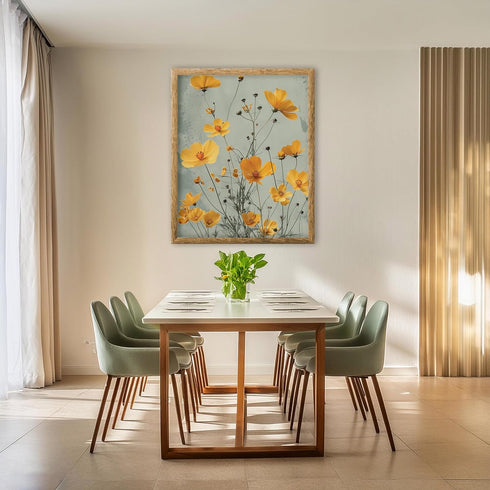 Posterizer 1 pcs-yellow dainty natural flowers-girly aesthetic-Floral & Botanical Art-Abstract & Modern Art-Decor for Home & Office- UNFRAMED Wall...