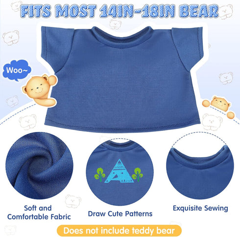 Skylety 6 Pcs Bear Clothes Basic Bear Tee Shirt Classic Stuffed Animal T Shirt Plush Bear T Shirt Crew Neck Bear Clothes for Stuffed Bears Doll wi...