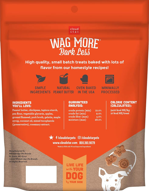 Cloud Star Corp, Wag More Bark Less Soft & Chewy Grain Free Peanut Butter & Apples Dog Treats...