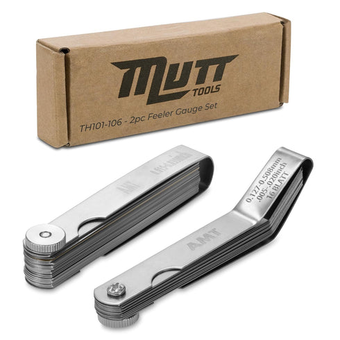 AMERICAN MUTT TOOLS 2pc Straight and Angled Feeler Gauge Set – includes Inch and Metric Feeler Gauges – Filler Gauge Set, Feeler Gauges for Valves...