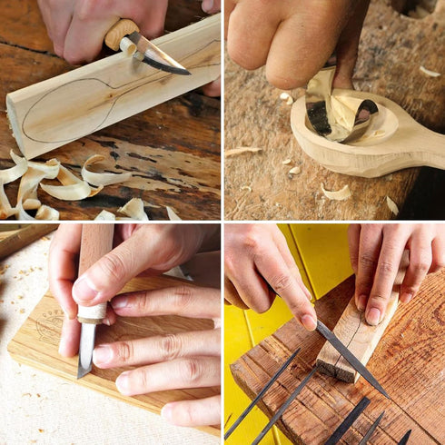 Wood Carving Kit Box Wood Carving Tools Hand Carving Knife Set with hand Files for Wood,Model,Spoon,Pumpkin, Vegetables Carving Kit for Kids Adult...