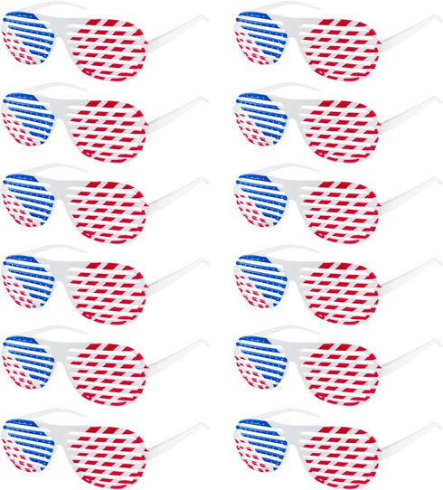 American Flag USA Patriotic Design Plastic Shutter Glasses Shades Sunglasses Eyewear for Party Props, Decoration (12 Pairs)...