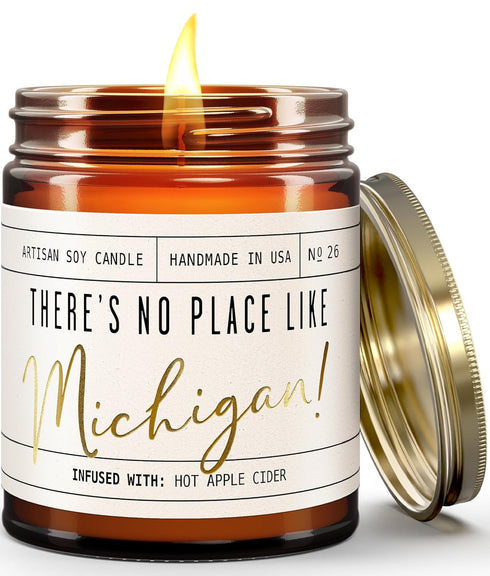 Michigan Gifts, Michigan Decor for Home - 'There's No Place Like Michigan Candle, w/Hot Apple Cider I Michigan Souvenirs I Michigan State Gifts I ...