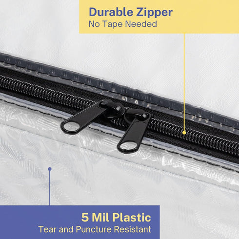 Crib Mattress Storage Bag with Zipper, 5 Mil Clear Plastic Cover for Moving, Includes Accessory Bags...
