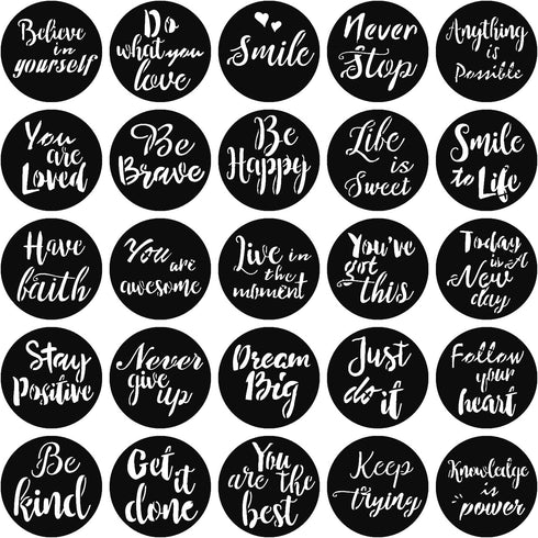 25 Pieces Inspirational Word Stencil, Reusable Motivational Stencils for Painting on Wood Signs Wall Fabric Home Decor (3 Inches)...