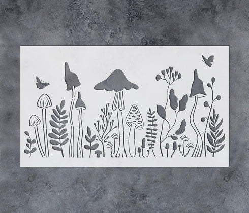 GSS Designs Flower Mushroom Stencils for Painting on Walls Wood Furniture Canvas Paper Fabric 8x16Inch Wildflower Stencils for Nursery Decor Fores...