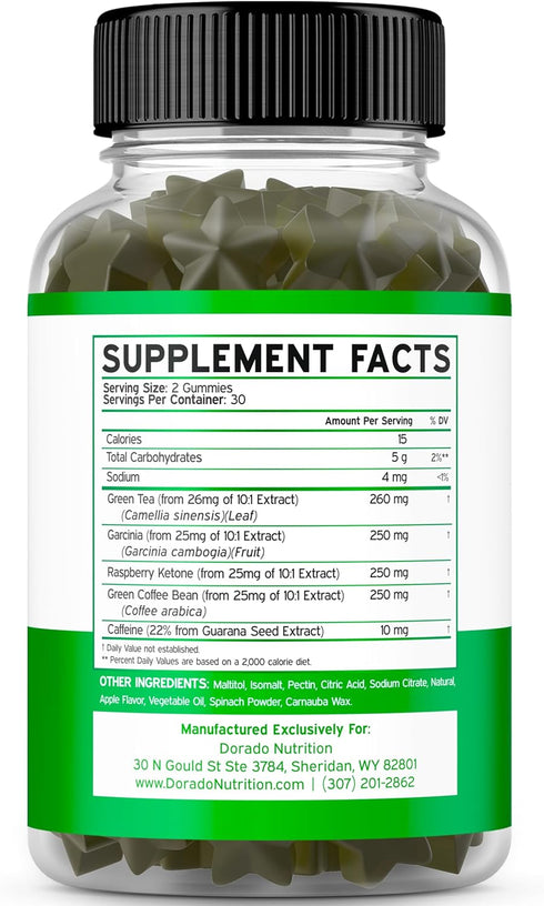 Green Tea Fat Burner Weight Loss Gummies (60 Count) Fat Burner Women - Appetite Suppressant for Weight Loss Women - Belly Fat Burner for Men - Wei...