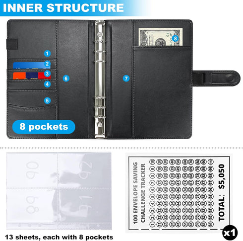 100 Envelope Challenge Binder, Savings Challenge Book with Cash Envelope Easy and Fun Way for 100 Envelopes Money Saving Challenge Budget Binder f...