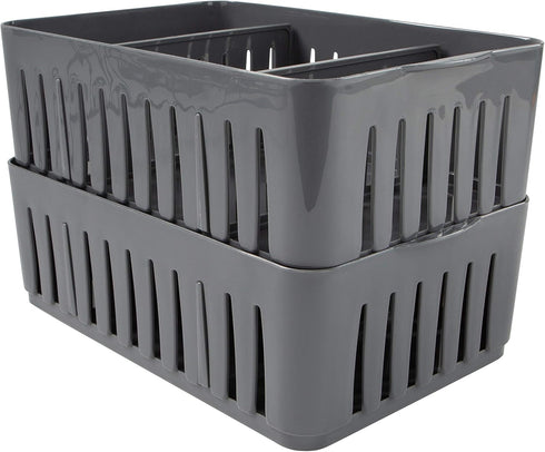 Simplify 3 Compartment Stackable Bin with Adjustable Dividers | Drawer Organizer | Storage Basket | Good for Office | Desk Supplies | Dorm | Bathr...