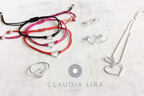 Red Womens Friendship Bracelet, Small Handmade Sterling Silver 925 Open Heart Shaped Charm, Pull Adjustable Kindred Cord Thread. Handmade Heart Gi...