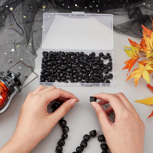 SUNNYCLUE 1 Box 200Pcs Skull Beads Turquoise Bead Skeleton Head Beads Halloween Gothic Beads Loose Spacer Bead for Jewelry Making Beading Kit Synt...