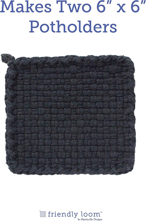 Friendly Loom | 7” Traditional-Sized Black Potholder Weaving Loops | Craft 2 Cotton Potholders...