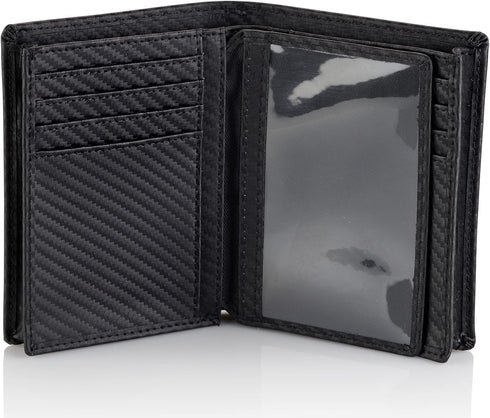Stealth Mode Large Mens Bifold Wallet with ID Window and RFID Blocking (Carbon Fiber)...
