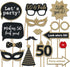 Fully Assembled 50th Birthday Photo Booth Props - Set of 30 - Black & Gold Selfie Signs - 50th Party Supplies & Decorations - Cute Bday Designs wi...