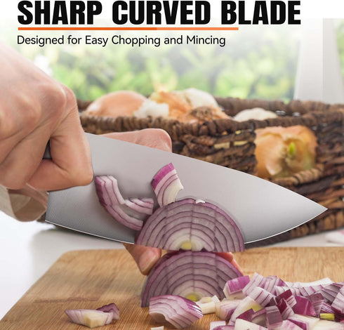 TUO Rocker Knife, 7 inch Salad Chopper Chef Knife for Herb Rocking and Veggie Chopping, Vegetable Cleaver in High Carbon Steel with Ergonomic Hand...