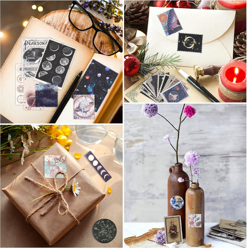 Vintage Scrapbooking Sticker Paper Supplies for Journaling Retro Collection Washi Stamping DIY Craft Kits Collage Album Bullet Aesthetic Cottage P...