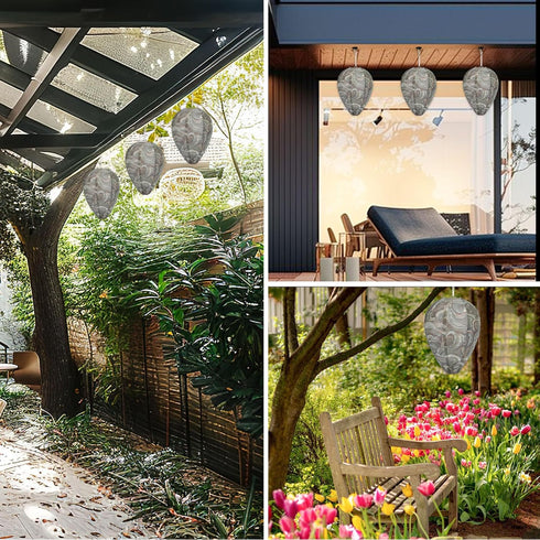 DECYOOL 4 Pack Paper Wasp Nest Decoy Hanging Wasp Nest Stay Away from Wasps Hornets Yellow Jackets(Dark Green)...